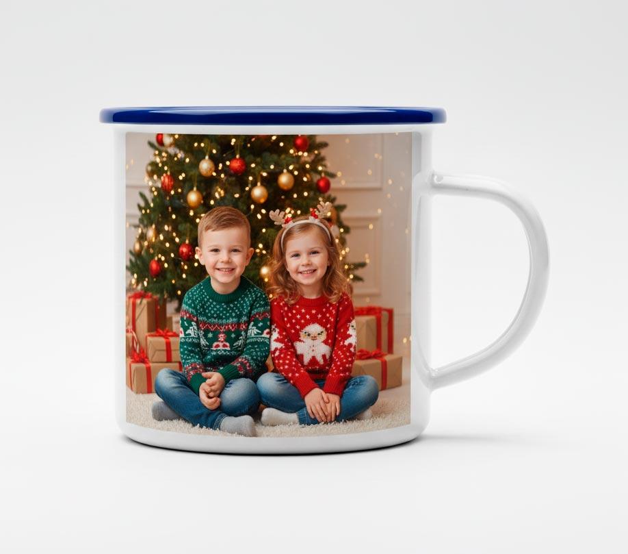 Plecháček s fotografií MALÝ s modrým lemem