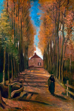 Alej topoľov na jeseň 50x75cm Vincent van Gogh
