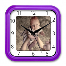 Hodiny s fotkou baby Time fialové