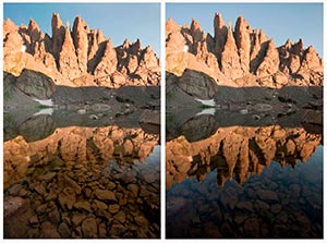 fotografie skal a vody s polarizačním filtrem