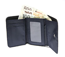 peněženka s bankovkami